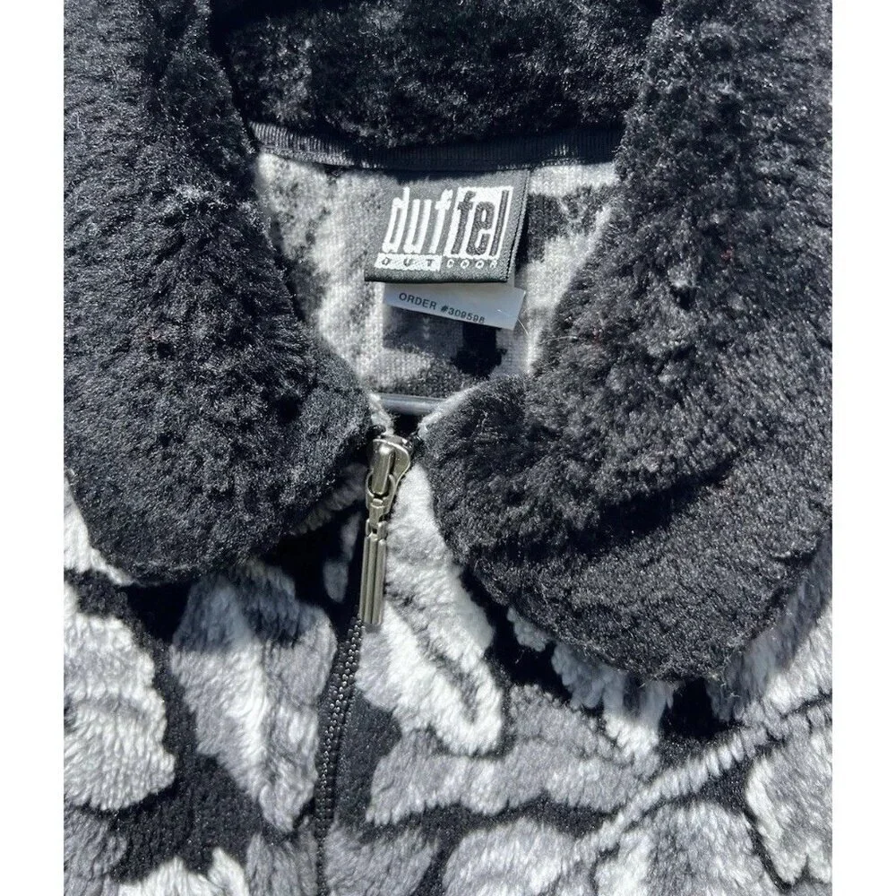 Vintage Duffel Outdoor Faux Fur Jacket Coat Black mid length Sz Small Black USA